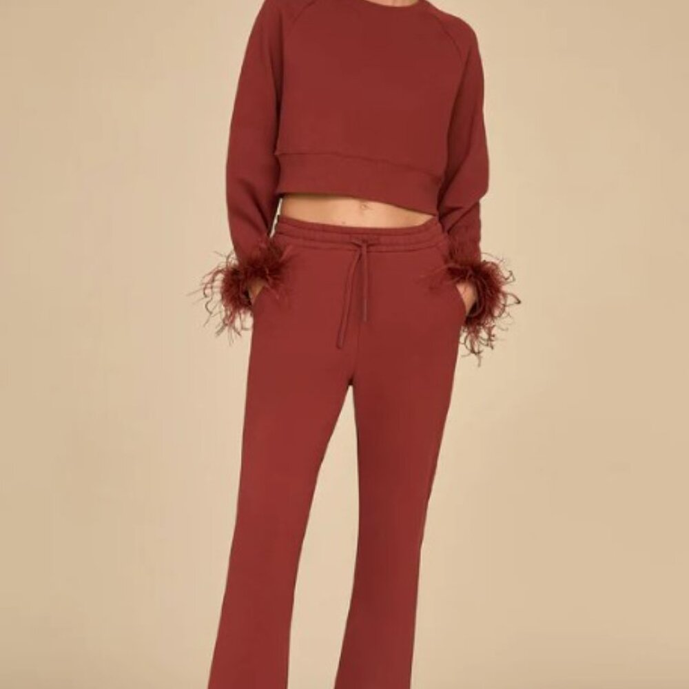 Rada Feather Trim Pant Burgundy from Noli